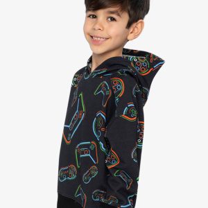 Fleece Hooded Sweatshirt Black Printed Controller - Image 3