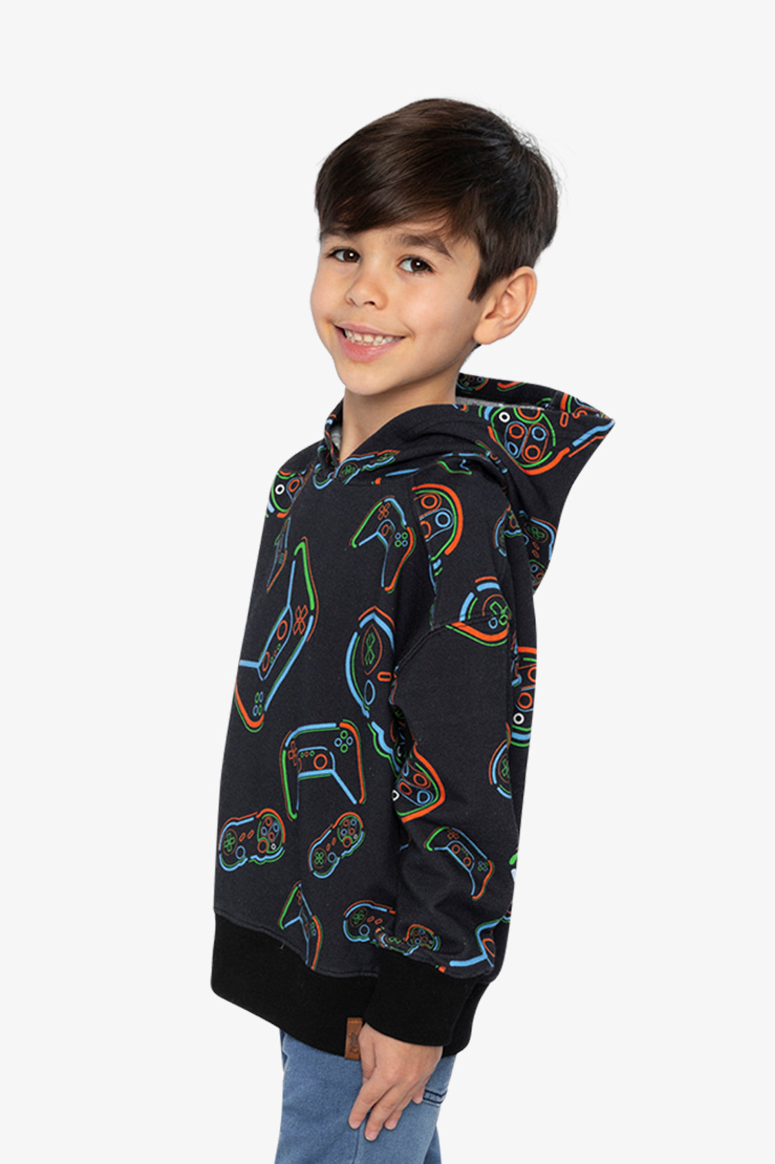 Fleece Hooded Sweatshirt Black Printed Controller - Image 3