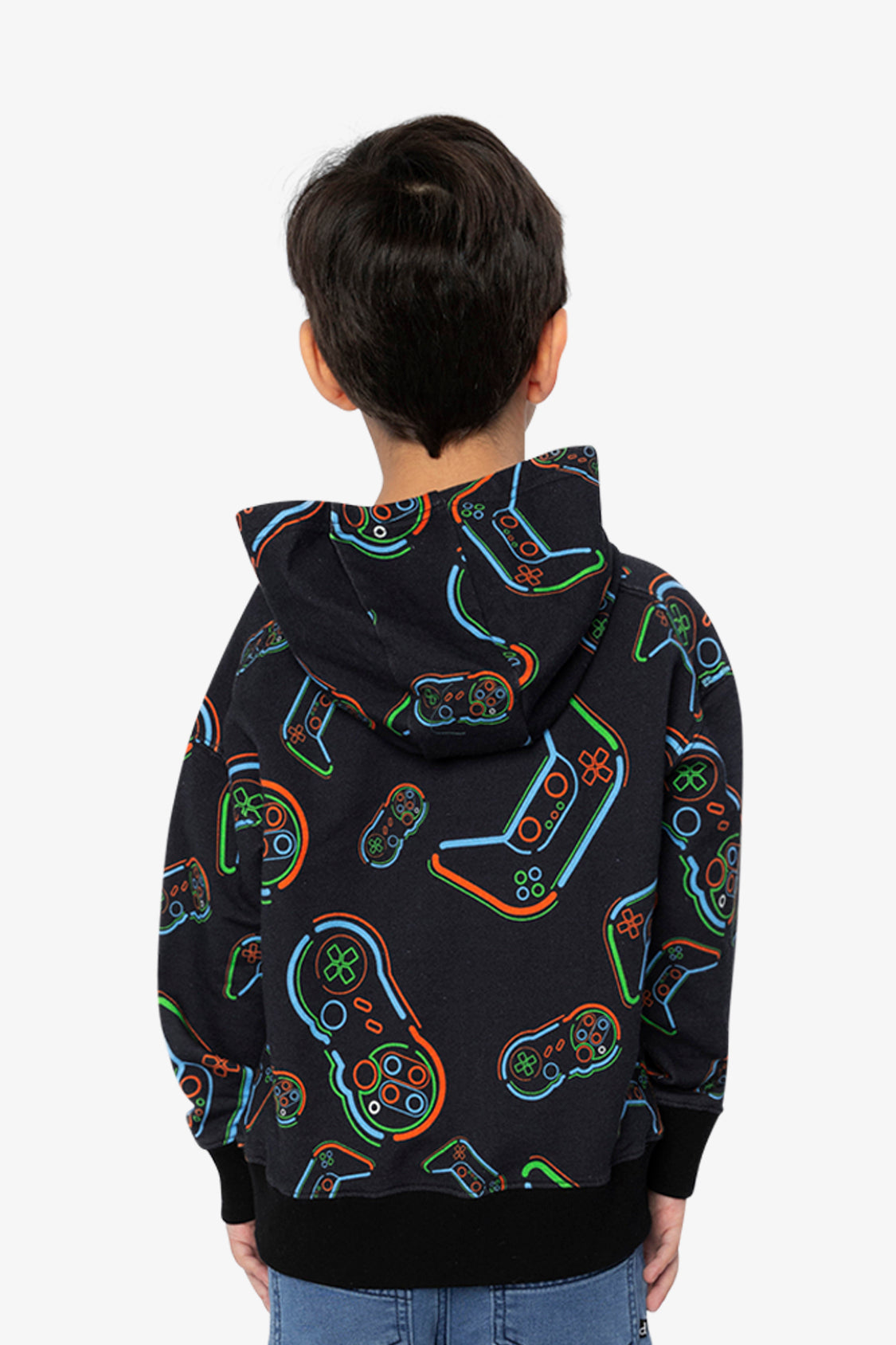 Fleece Hooded Sweatshirt Black Printed Controller - Image 4