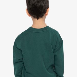 Deux par Deux green forest fleece sweatshirt with nature‑inspired line graphic for kids