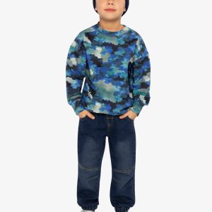 Fleece Sweatshirt Blue And Grey Camouflage - Image 5