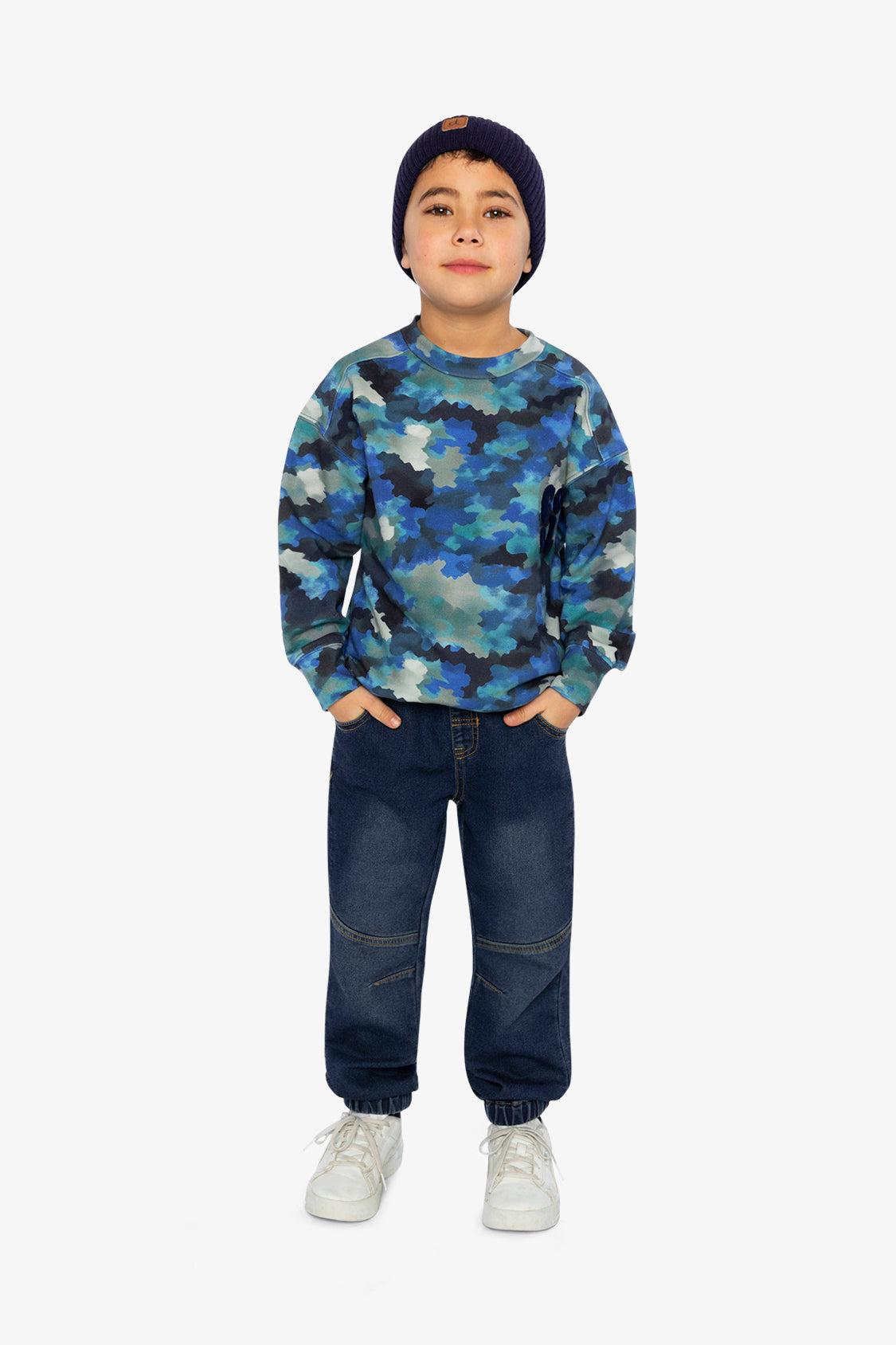 Fleece Sweatshirt Blue And Grey Camouflage - Image 5