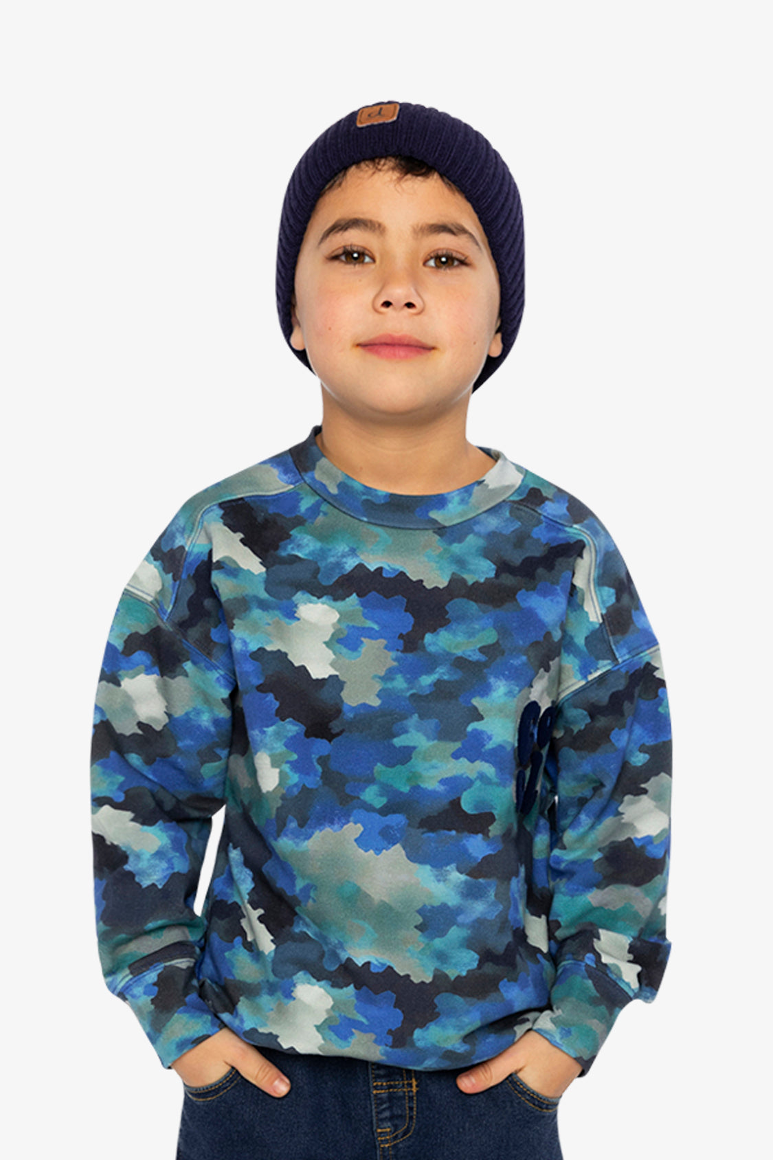 Fleece Sweatshirt Blue And Grey Camouflage - Image 2