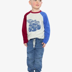Raglan T-Shirt Heather Grey, Red And Blue - Image 5