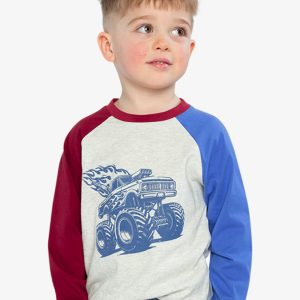 Alternative view of Raglan T-Shirt Heather Grey, Red And Blue