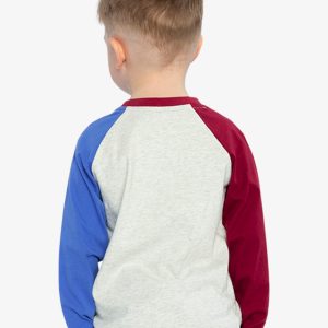 Raglan T-Shirt Heather Grey, Red And Blue - Image 4