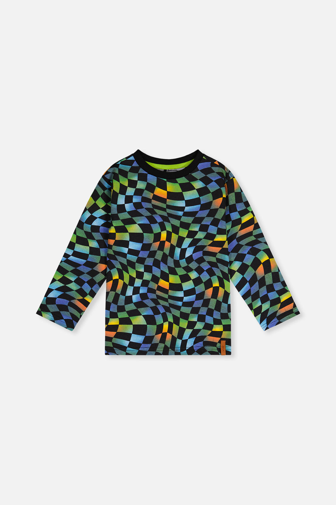 Organic Cotton Long Sleeve T-Shirt Blue Checkered Print - Image 12