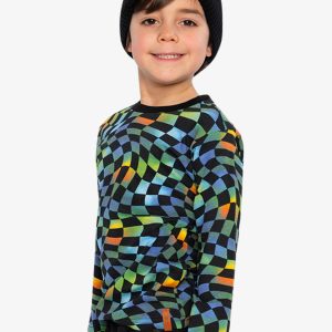 Organic Cotton Long Sleeve T-Shirt Blue Checkered Print - Image 3