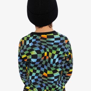 Organic Cotton Long Sleeve T-Shirt Blue Checkered Print - Image 4