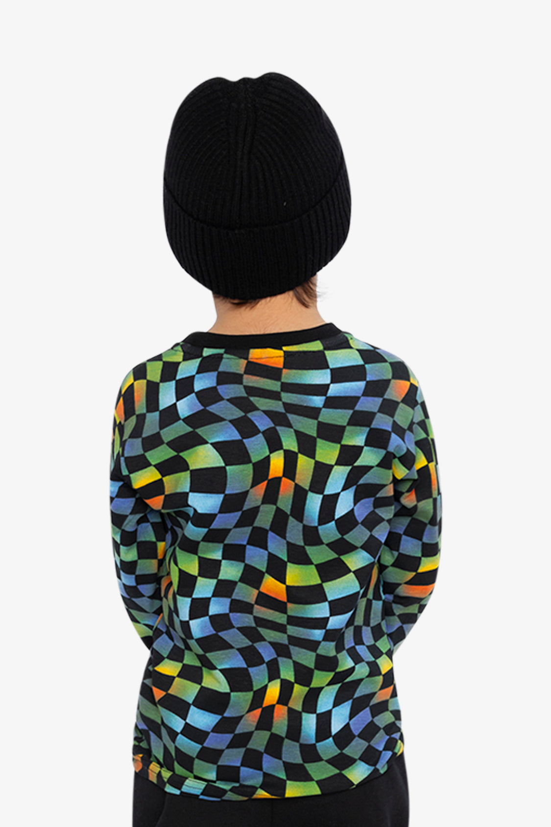Organic Cotton Long Sleeve T-Shirt Blue Checkered Print - Image 4