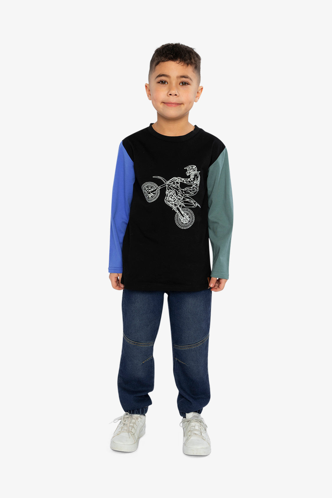 Long Sleeve T-Shirt Black, Blue And Green - Image 5