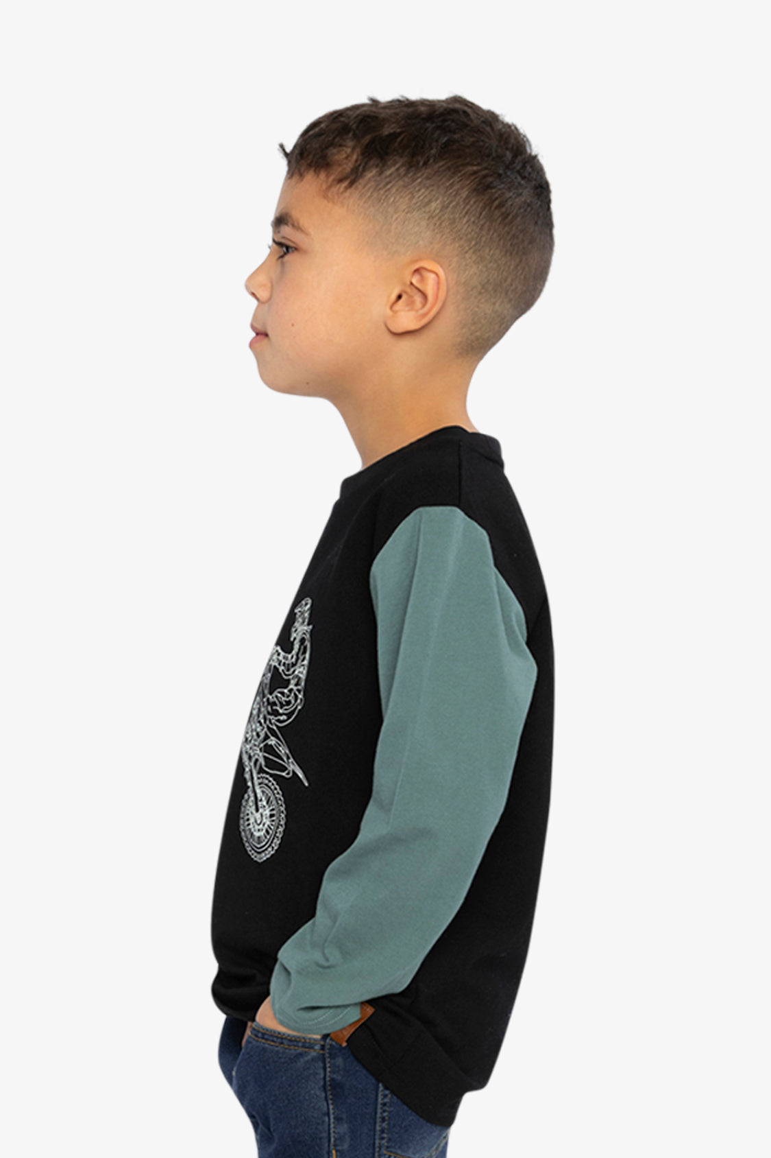 Long Sleeve T-Shirt Black, Blue And Green - Image 3