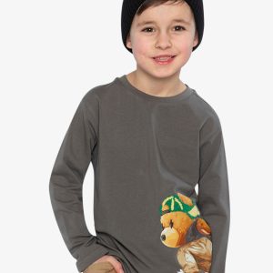 Long Sleeve Organic Cotton T-Shirt Dark Grey - Image 3