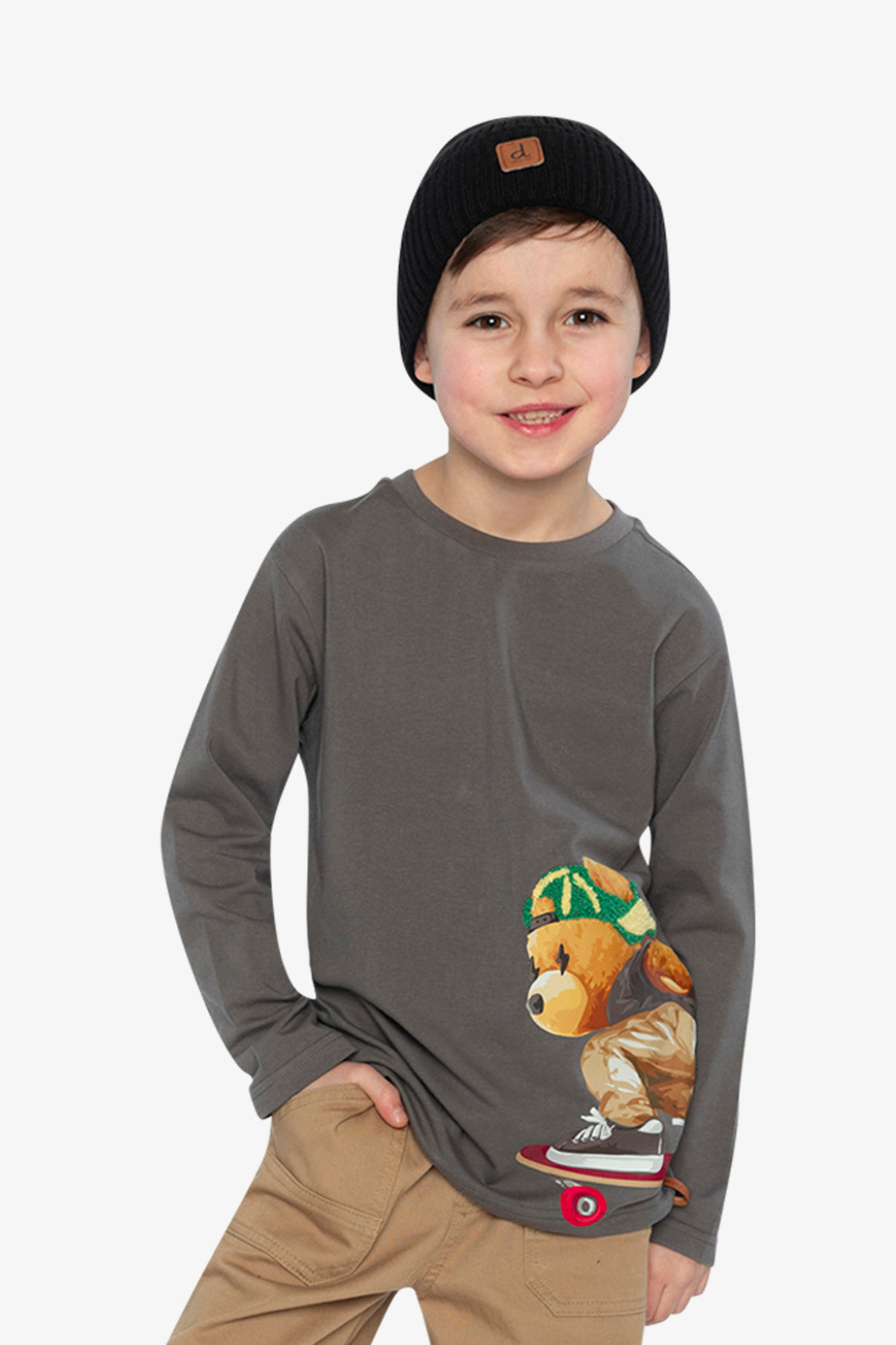 Long Sleeve Organic Cotton T-Shirt Dark Grey - Image 3