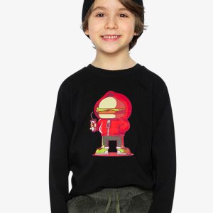 Long Sleeve Organic Cotton T-Shirt Black And Red - Image 3