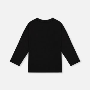 Long Sleeve Organic Cotton T-Shirt Black And Red - Image 4