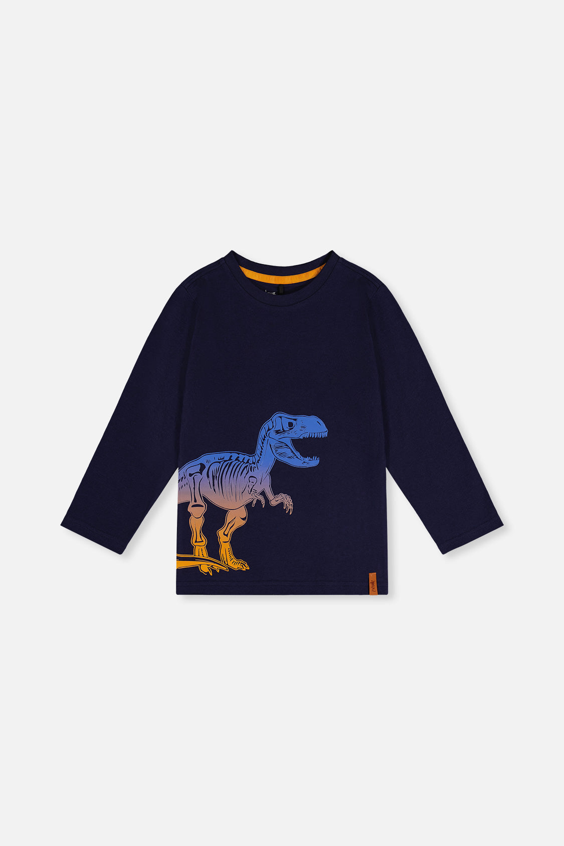 Long Sleeve Organic Cotton T-Shirt Dark Blue And Orange - Image 14