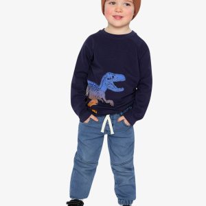 Long Sleeve Organic Cotton T-Shirt Dark Blue And Orange - Image 5