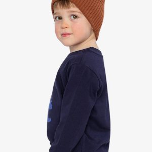 Long Sleeve Organic Cotton T-Shirt Dark Blue And Orange - Image 3