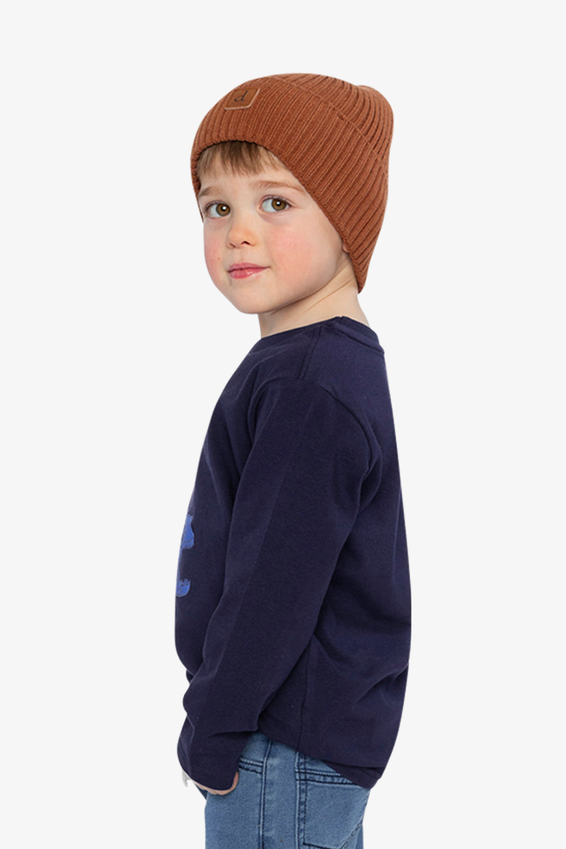 Long Sleeve Organic Cotton T-Shirt Dark Blue And Orange - Image 3