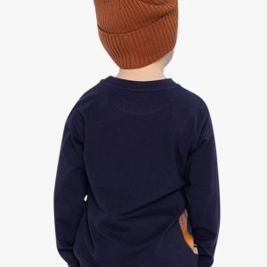 Long Sleeve Organic Cotton T-Shirt Dark Blue And Orange - Image 4