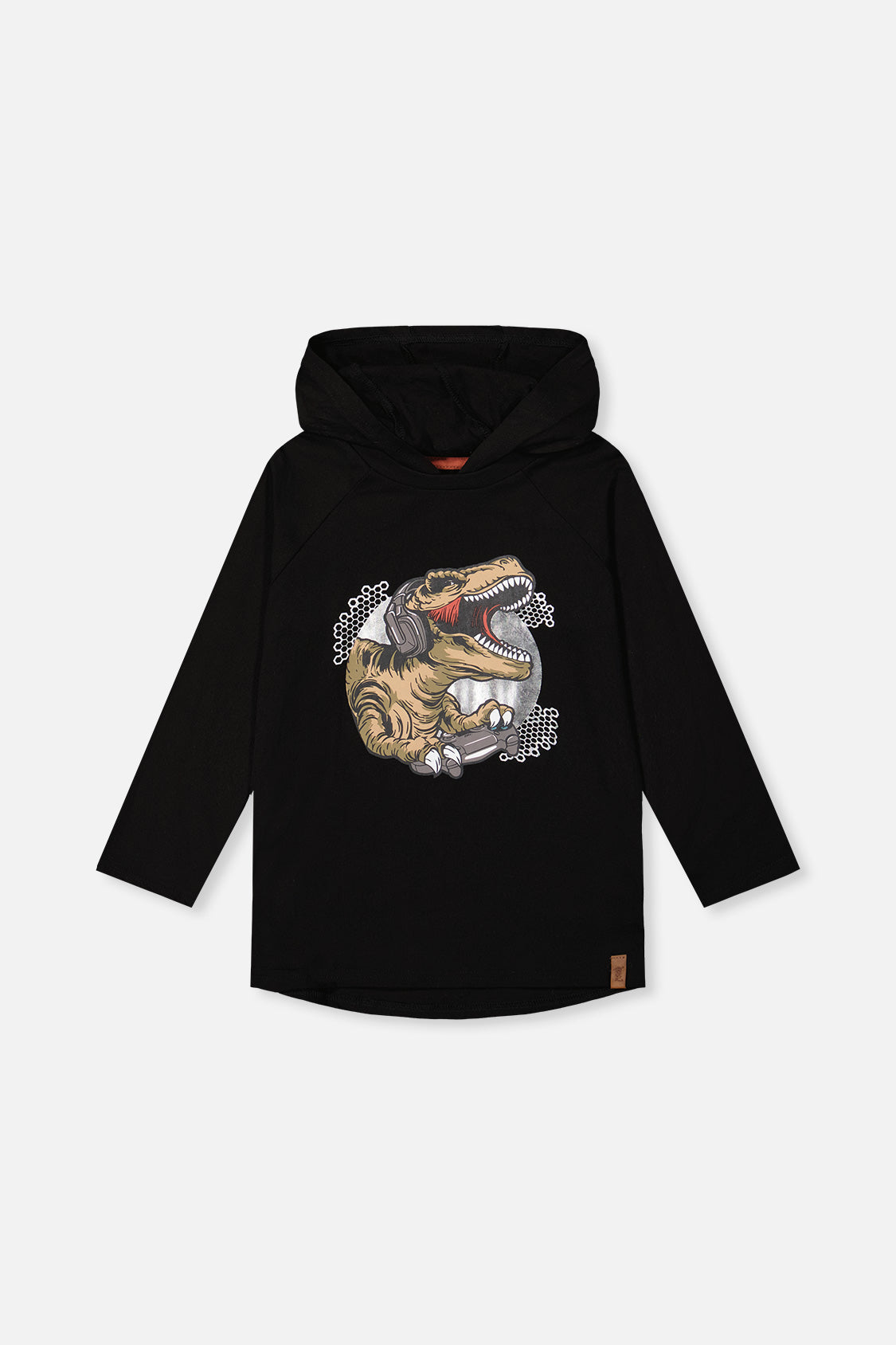 Raglan Hooded T-Shirt Black And Brown