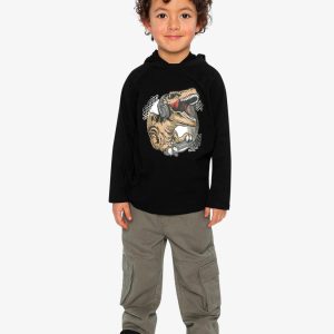 Raglan Hooded T-Shirt Black And Brown - Image 5