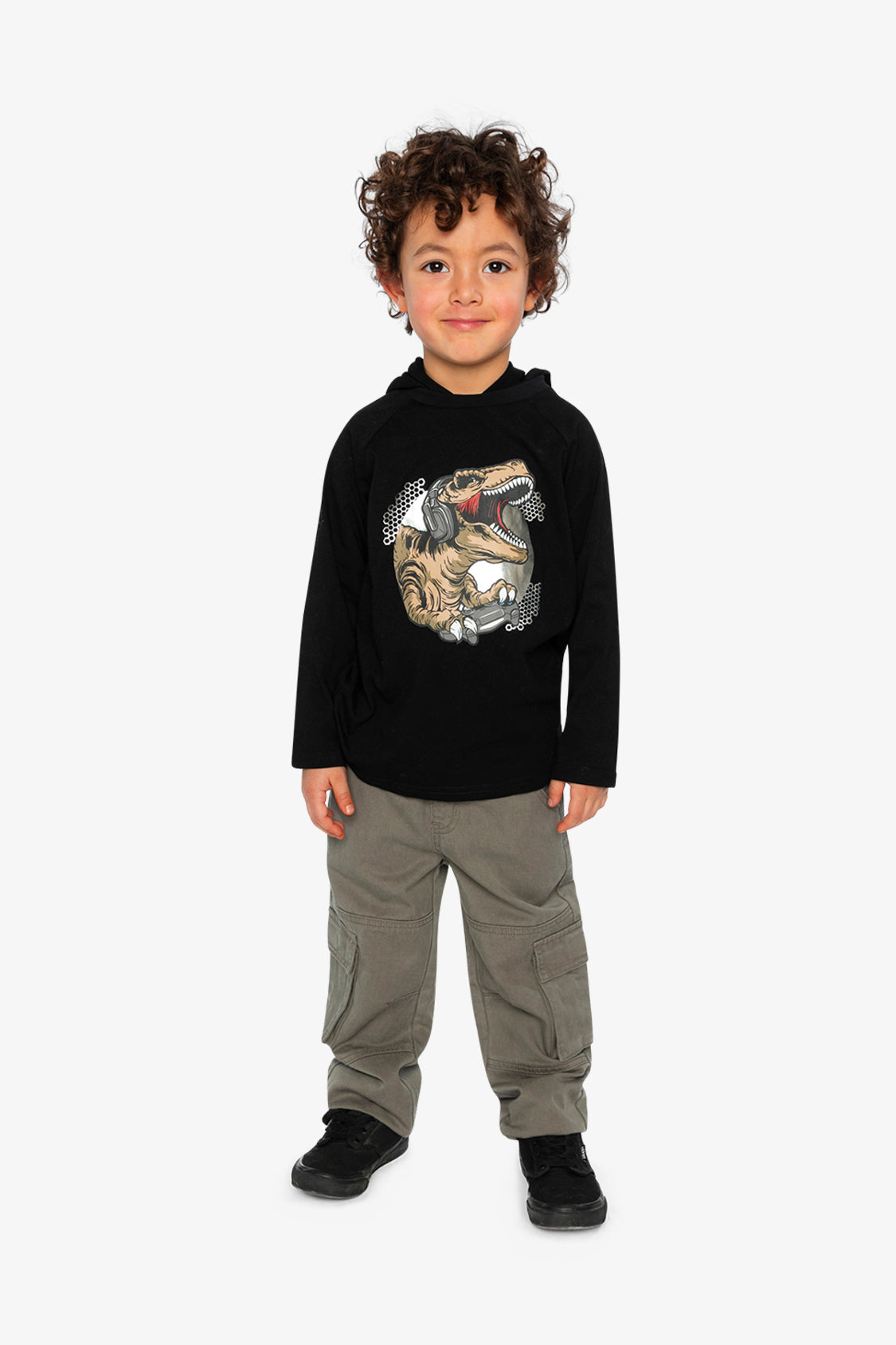 Raglan Hooded T-Shirt Black And Brown - Image 5