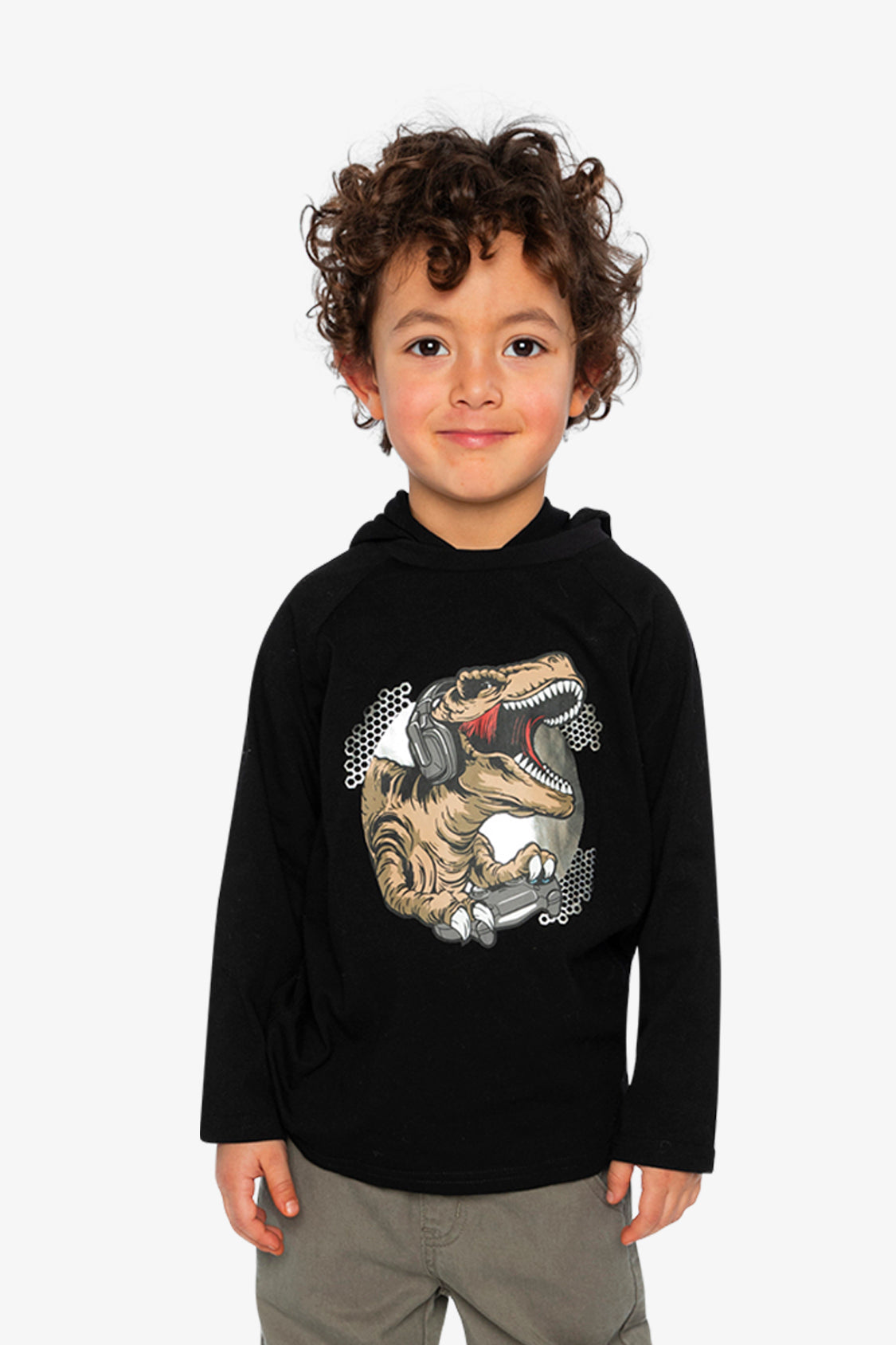 Raglan Hooded T-Shirt Black And Brown - Image 2