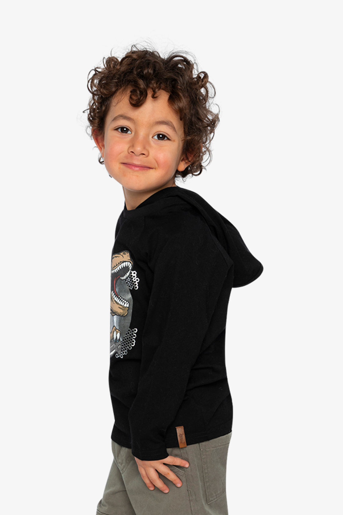 Raglan Hooded T-Shirt Black And Brown - Image 3