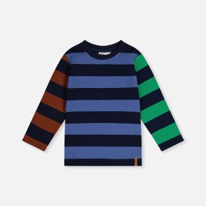 Large Striped Long Sleeve T-Shirt Blue, Green And Brown - Image 6