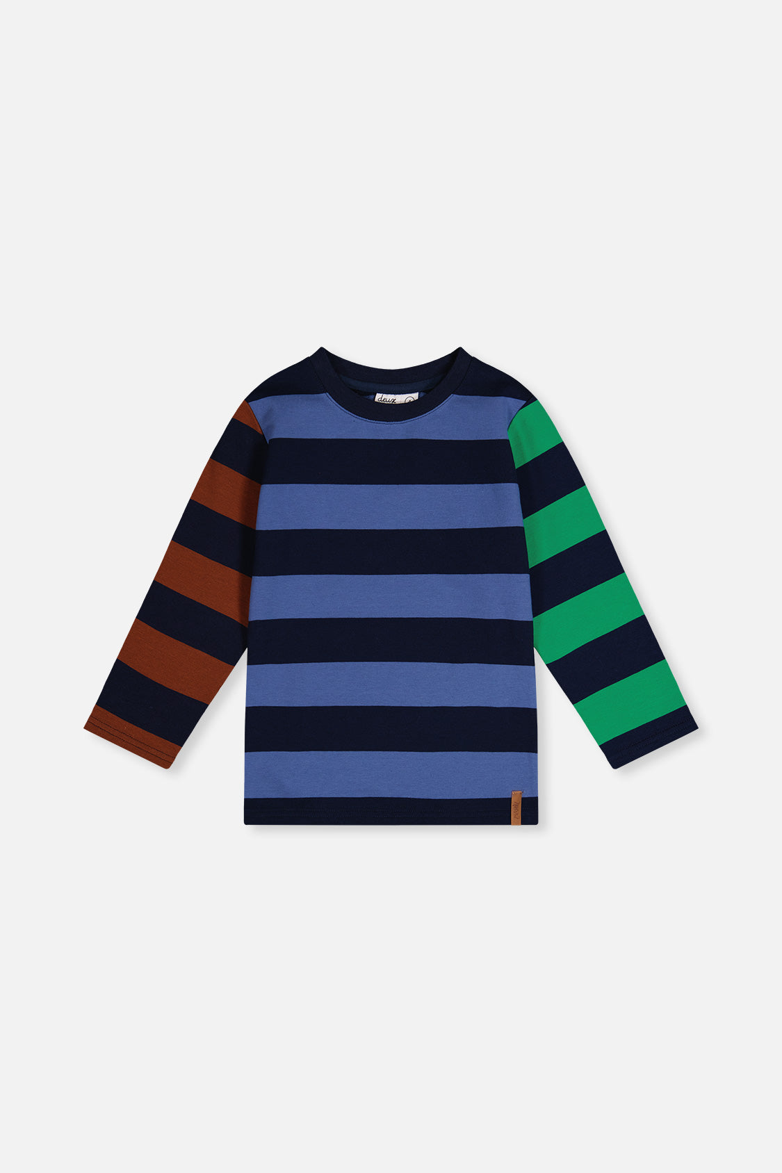 Large Striped Long Sleeve T-Shirt Blue, Green And Brown - Image 6