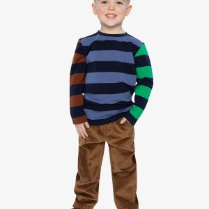 Large Striped Long Sleeve T-Shirt Blue, Green And Brown - Image 5