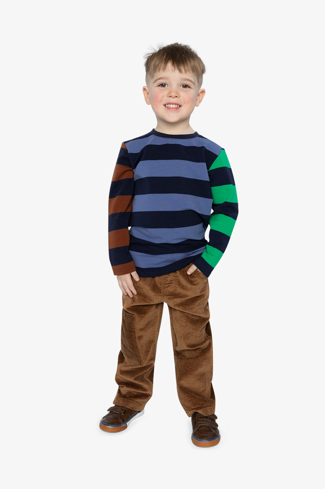 Large Striped Long Sleeve T-Shirt Blue, Green And Brown - Image 5