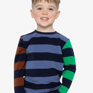 Large Striped Long Sleeve T-Shirt Blue, Green And Brown - Image 2