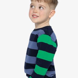 Large Striped Long Sleeve T-Shirt Blue, Green And Brown - Image 3