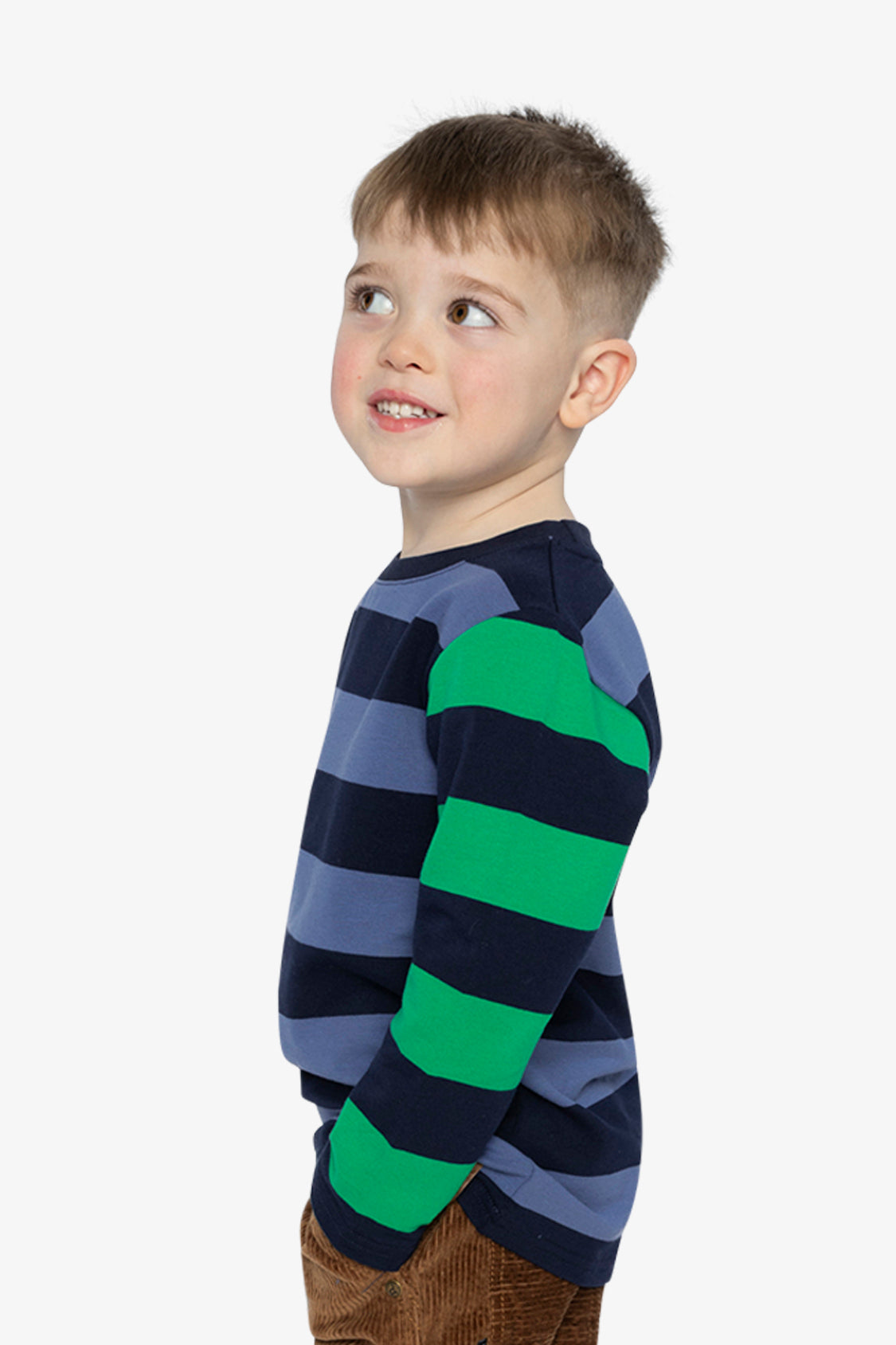 Large Striped Long Sleeve T-Shirt Blue, Green And Brown - Image 3