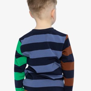 Large Striped Long Sleeve T-Shirt Blue, Green And Brown - Image 4