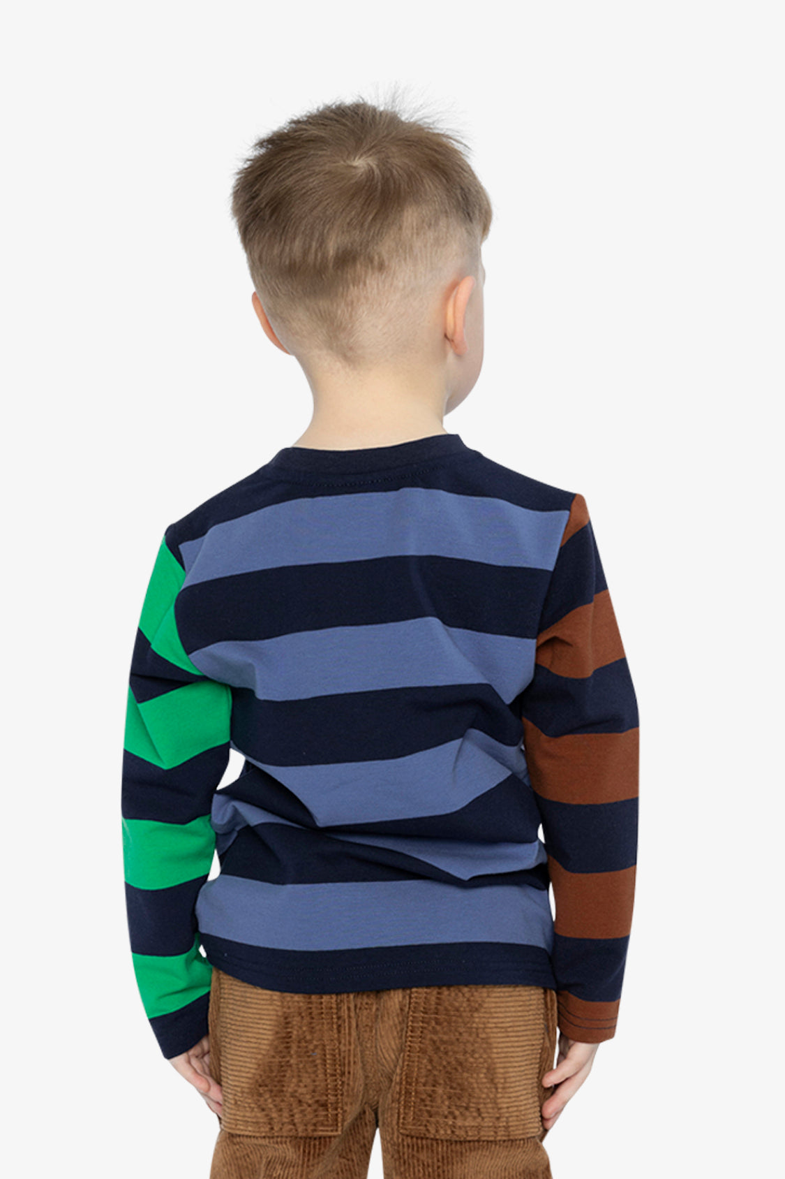 Large Striped Long Sleeve T-Shirt Blue, Green And Brown - Image 4