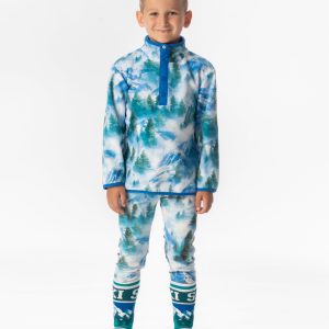 Mid-Season Plush Pop-Over Polar Jacket Blue Mountain Print - Image 2
