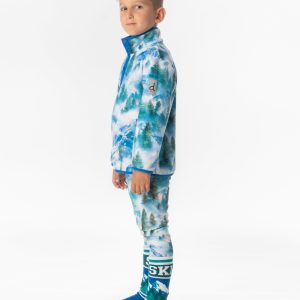 Mid-Season Plush Pop-Over Polar Jacket Blue Mountain Print - Image 3
