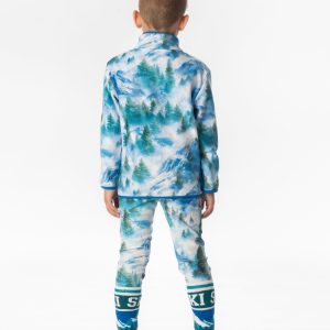 Mid-Season Plush Pop-Over Polar Jacket Blue Mountain Print - Image 4