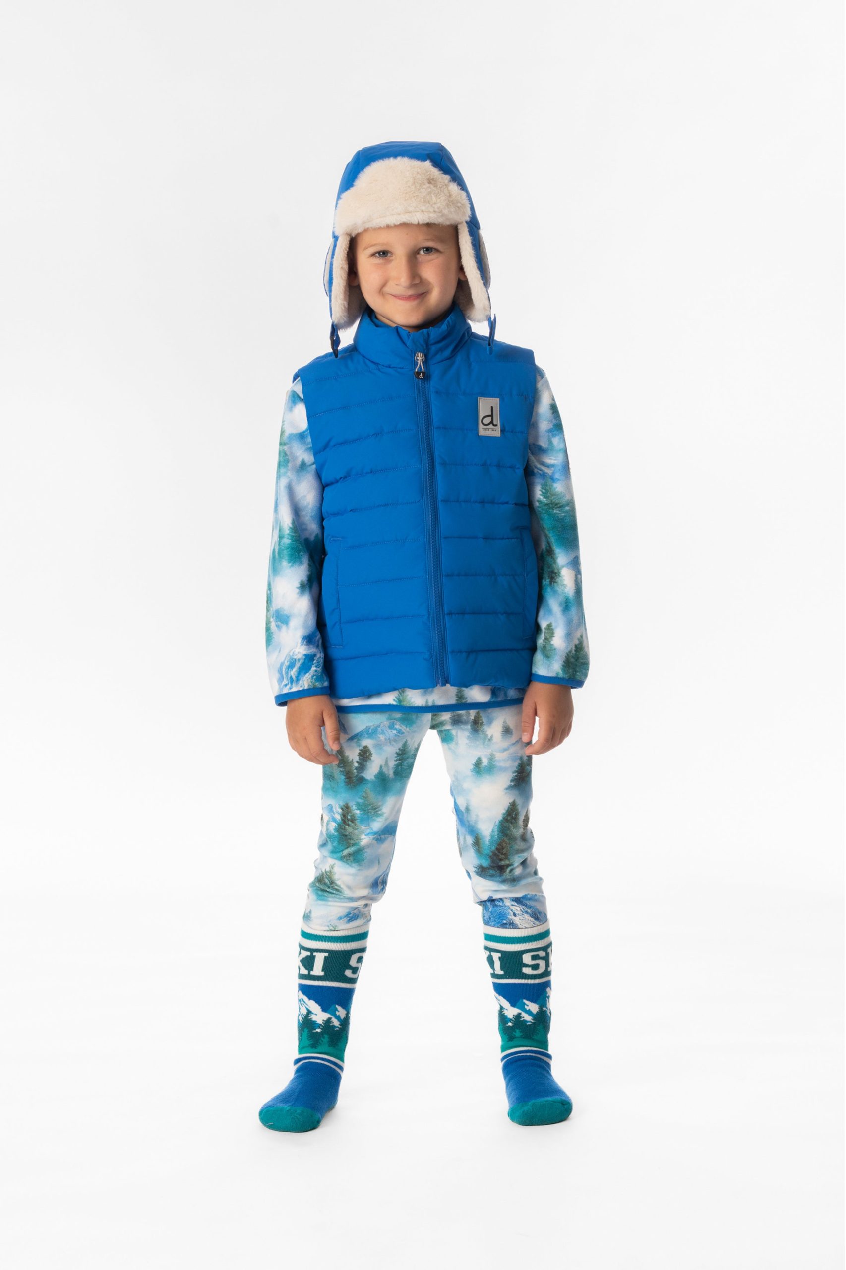 Sleeveless Quilted Mid-Season Vest Blue - Image 2
