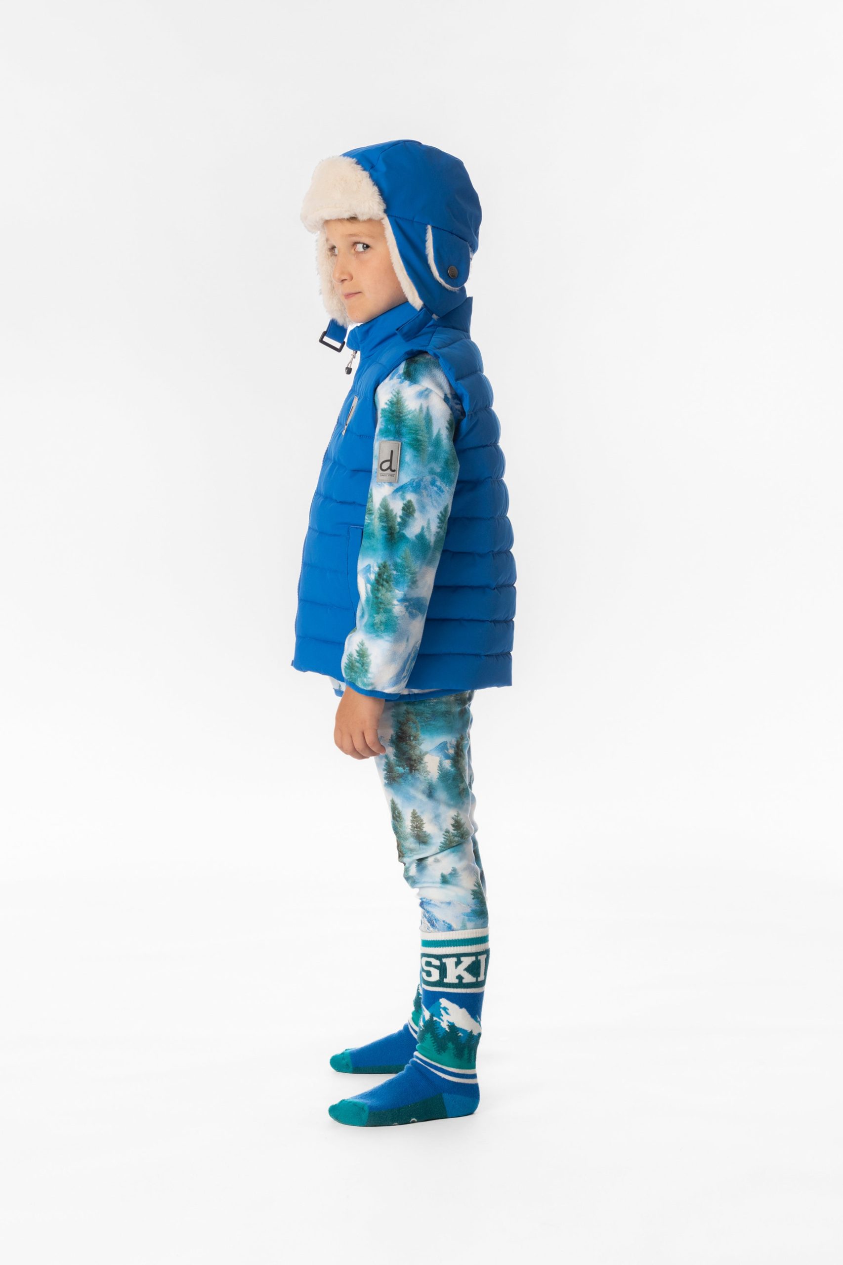 Sleeveless Quilted Mid-Season Vest Blue - Image 3