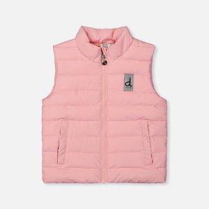 Sleeveless Quilted Mid-Season Vest Light Pink