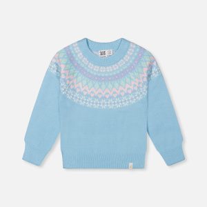 Knit Sweater With Nordic Jacquard Light Blue