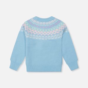 Knit Sweater With Nordic Jacquard Light Blue - Image 2