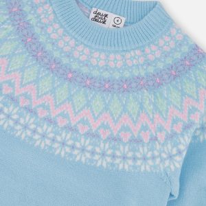 Knit Sweater With Nordic Jacquard Light Blue - Image 3