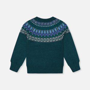 Knit Sweater With Nordic Jacquard Dark Green - Image 2