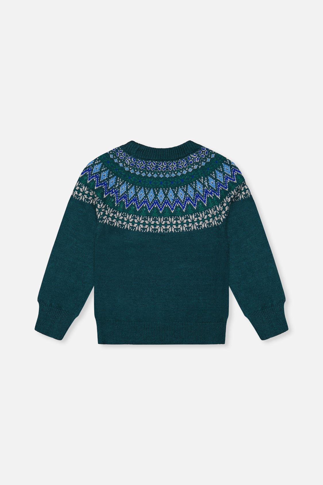 Knit Sweater With Nordic Jacquard Dark Green - Image 2